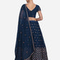 Jyoti Fashion Women's Navy Blue Georgette Thread Embroidered Lehenga Choli with Dupatta | Swadesiicart