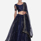 Jyoti Fashion Women's Navy Blue Net Sequins Embroidered Lehenga Choli with Dupatta | Swadesiicart