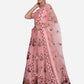 Jyoti Fashion Women's Baby Pink Net Thread Embroidered Lehenga Choli with Dupatta | Swadesiicart