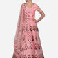 Jyoti Fashion Women's Baby Pink Net Thread Embroidered Lehenga Choli with Dupatta | Swadesiicart