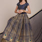 Jyoti Fashion Women's Navy Blue Taffeta Silk Thread Embroidered Lehenga Choli with Dupatta | Swadesiicart