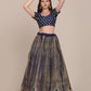 Jyoti Fashion Women's Navy Blue Taffeta Silk Thread Embroidered Lehenga Choli with Dupatta | Swadesiicart
