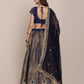 Jyoti Fashion Women's Navy Blue Taffeta Silk Thread Embroidered Lehenga Choli with Dupatta | Swadesiicart