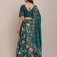 Jyoti Fashion Women's Teal Chinon Floral Printed Lehenga Choli with Dupatta | Swadesiicart
