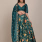 Jyoti Fashion Women's Teal Chinon Floral Printed Lehenga Choli with Dupatta | Swadesiicart
