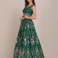Jyoti Fashion Women's Bottle Green Crepe Floral Printed Lehenga Choli with Dupatta | Swadesiicart