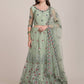 Jyoti Fashion Women's Sea Green Net Thread Embroidered Lehenga Choli with Dupatta | Swadesiicart