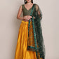 Jyoti Fashion Women's Yellow Satin Silk Platted Work Lehenga Choli with Dupatta | Swadesiicart