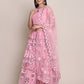 Jyoti Fashion Women's Light Pink Net Thread Embroidered Lehenga Choli with Dupatta | Swadesiicart