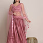 Jyoti Fashion Women's Dusty Pink Satin Silk Platted Work Lehenga Choli with Dupatta | Swadesiicart