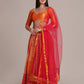 Jyoti Fashion Women's Orange Silk Blend Zari Woven Lehenga Choli with Dupatta | Swadesiicart