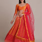 Jyoti Fashion Women's Orange Silk Blend Zari Woven Lehenga Choli with Dupatta | Swadesiicart