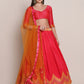 Jyoti Fashion Women's Pink Silk Blend Zari Woven Lehenga Choli with Dupatta | Swadesiicart