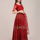 Jyoti Fashion Women's Maroon Net Thread Embroidered Lehenga Choli with Dupatta | Swadesiicart