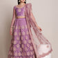 Jyoti Fashion Women's Purple Net Thread Embroidered Lehenga Choli with Dupatta | Swadesiicart
