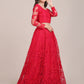 Jyoti Fashion Women's Pink Net Thread Embroidered Lehenga Choli with Dupatta | Swadesiicart