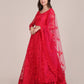 Jyoti Fashion Women's Pink Net Thread Embroidered Lehenga Choli with Dupatta | Swadesiicart