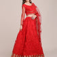 Jyoti Fashion Women's Red Net Thread Embroidered Lehenga Choli with Dupatta | Swadesiicart