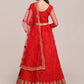 Jyoti Fashion Women's Red Net Thread Embroidered Lehenga Choli with Dupatta | Swadesiicart