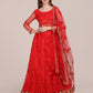 Jyoti Fashion Women's Red Net Thread Embroidered Lehenga Choli with Dupatta | Swadesiicart