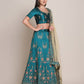 Jyoti Fashion Women's Teal Taffeta Silk Thread Embroidered Lehenga Choli with Dupatta | Swadesiicart