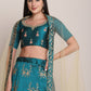 Jyoti Fashion Women's Teal Taffeta Silk Thread Embroidered Lehenga Choli with Dupatta | Swadesiicart