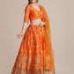 Jyoti Fashion Women's Orange Jacquard Silk Gold Woven Work Lehenga Choli with Dupatta | Swadesiicart