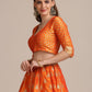 Jyoti Fashion Women's Orange Jacquard Silk Gold Woven Work Lehenga Choli with Dupatta | Swadesiicart