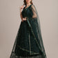 Jyoti Fashion Women's Dark Green Net Embellished Lehenga Choli with Dupatta | Swadesiicart