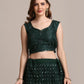 Jyoti Fashion Women's Dark Green Net Embellished Lehenga Choli with Dupatta | Swadesiicart