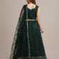 Jyoti Fashion Women's Dark Green Net Embellished Lehenga Choli with Dupatta | Swadesiicart