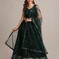 Jyoti Fashion Women's Dark Green Net Embellished Lehenga Choli with Dupatta | Swadesiicart