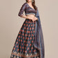 Jyoti Fashion Women's Dark Grey Jacquard Silk Floral Printed Lehenga Choli with Dupatta | Swadesiicart