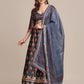 Jyoti Fashion Women's Dark Grey Jacquard Silk Floral Printed Lehenga Choli with Dupatta | Swadesiicart