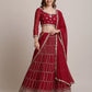 Jyoti Fashion Women's Maroon Georgette Sequins Lehenga Choli with Dupatta | Swadesiicart
