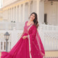 Jyoti Fashion Women's Rani Pink Faux Blooming Sequins with Zari Embroidered Anarkali Kurta with Dupatta | Swadesiicart