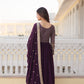 Jyoti Fashion Women's Wine Faux Blooming Sequins with Zari Embroidered Anarkali Kurta with Dupatta | Swadesiicart