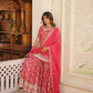 Jyoti Fashion Women's Rani Pink Viscose Jacquerd Sequins with Zari Embroidered Gharara Set | Swadesiicart
