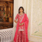 Jyoti Fashion Women's Rani Pink Viscose Jacquerd Sequins with Zari Embroidered Gharara Set | Swadesiicart
