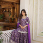 Jyoti Fashion Women's Purple Viscose Jacquerd Sequins with Zari Embroidered Gharara Set | Swadesiicart