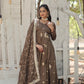 Jyoti Fashion Women's Brown Vichitra Shimmer Sequins with Embroidered Anarkali Kurta with Dupatta | Swadesiicart