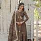 Jyoti Fashion Women's Brown Vichitra Shimmer Sequins with Embroidered Anarkali Kurta with Dupatta | Swadesiicart