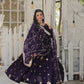 Jyoti Fashion Women's Purple Vichitra Shimmer Sequins with Embroidered Anarkali Kurta with Dupatta | Swadesiicart