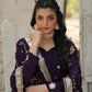 Jyoti Fashion Women's Purple Vichitra Shimmer Sequins with Embroidered Anarkali Kurta with Dupatta | Swadesiicart
