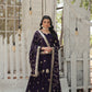 Jyoti Fashion Women's Purple Vichitra Shimmer Sequins with Embroidered Anarkali Kurta with Dupatta | Swadesiicart