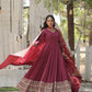 Jyoti Fashion Women's Dark Pink Faux Georgette Sequins with Embroidered Anarkali Kurta with Dupatta | Swadesiicart