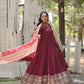 Jyoti Fashion Women's Dark Pink Faux Georgette Sequins with Embroidered Anarkali Kurta with Dupatta | Swadesiicart