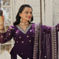 Jyoti Fashion Women's Purple Faux Blooming Sequins with Embroidered Anarkali Kurta with Dupatta | Swadesiicart