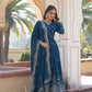 Jyoti Fashion Women's Rama Faux Georgette Sequins with Zari Embroidered Anarkali Kurta with Dupatta | Swadesiicart