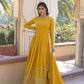 Jyoti Fashion Women's Yellow Faux Georgette Sequins with Zari Embroidered Anarkali Kurta with Dupatta | Swadesiicart